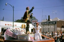 #LY- m Vintage 35mm Slide Photo- Parade- Falstaff - Gas Station Sign  - 1963