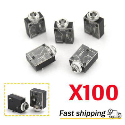 100* 3 Pin PCB Mount 3.5mm Female Stereo Audio Socket Headphone Jack Connector