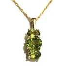 New 14k yellow gold .02ct diamond peridot gemstone pendant necklace 2.5g 18" — photo 1