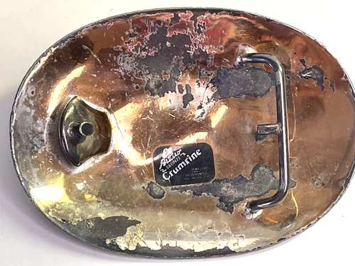 Crumrine Jewelers Western Belt Buckle Eagle Silverplate/Bronze Oval Buckle VTG - Picture 4 of 7