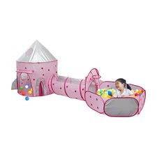 3 in 1  Tent Crawl Tunnel and Ball Pit with Basketball Hoop  G8U1