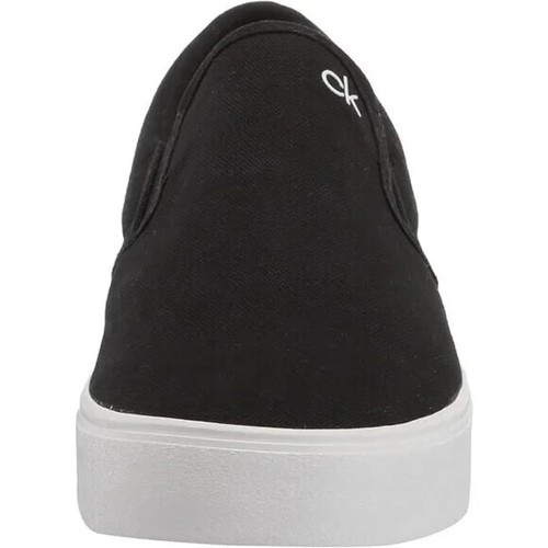 NEW Calvin Klein Men Ryor Black White Canvas Slip On Flat Sole Sneaker Shoe - Picture 4 of 7