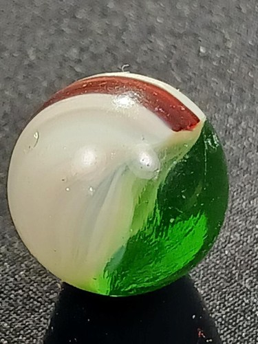 Peltier Vitro .57" Oxblood Red/White Clear Green Pontil Serious Marble A100 - Picture 7 of 12
