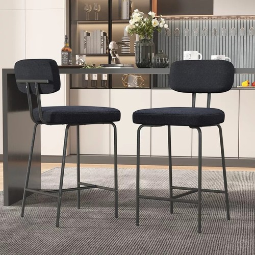 Set of 2/3/4 Line Fabric Kitchen Stools Counter Height Barstools with Back 27'' - Picture 24 of 31