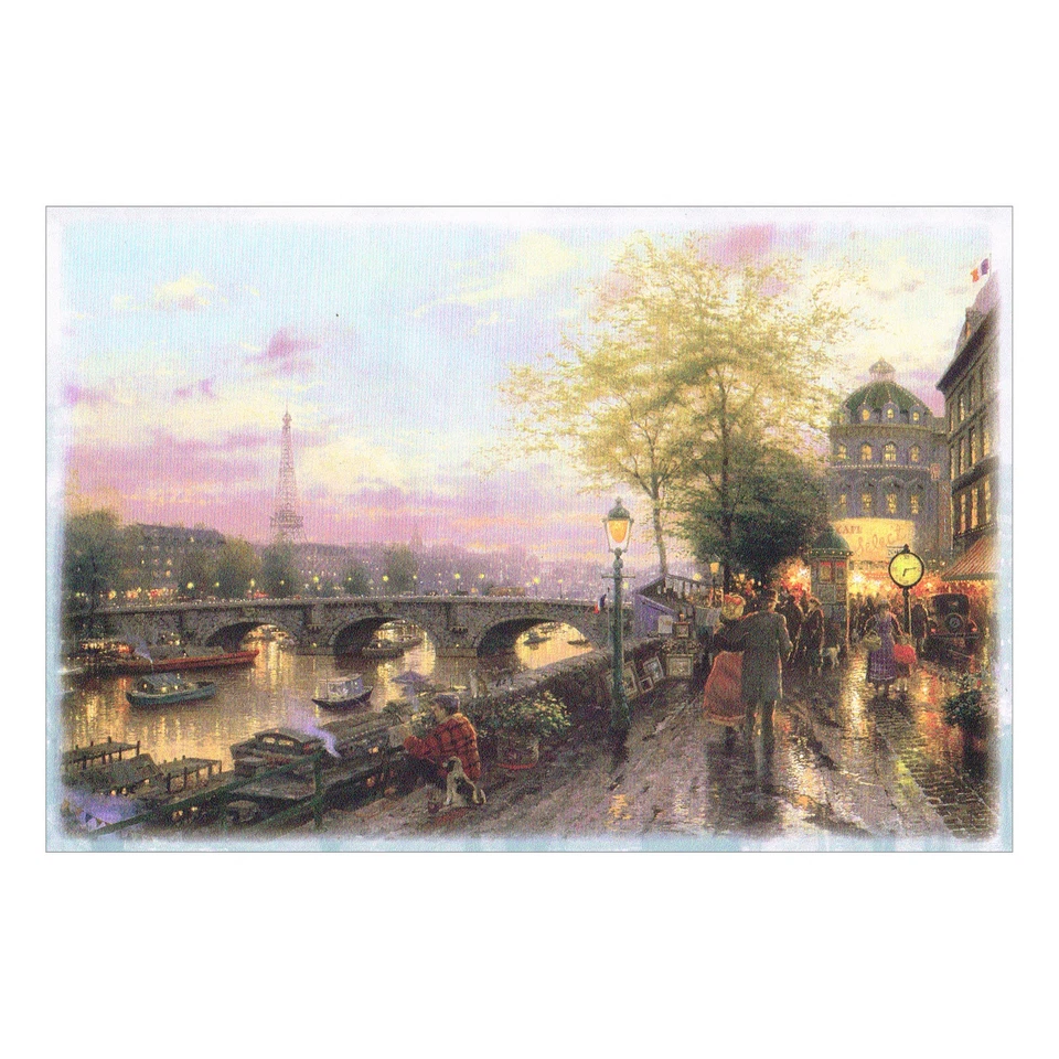 Thomas Kinkade Eiffel Tower PARIS CITY OF LIGHTS II Vinyl Coated Art Print 8x12" - Image 1 of 1