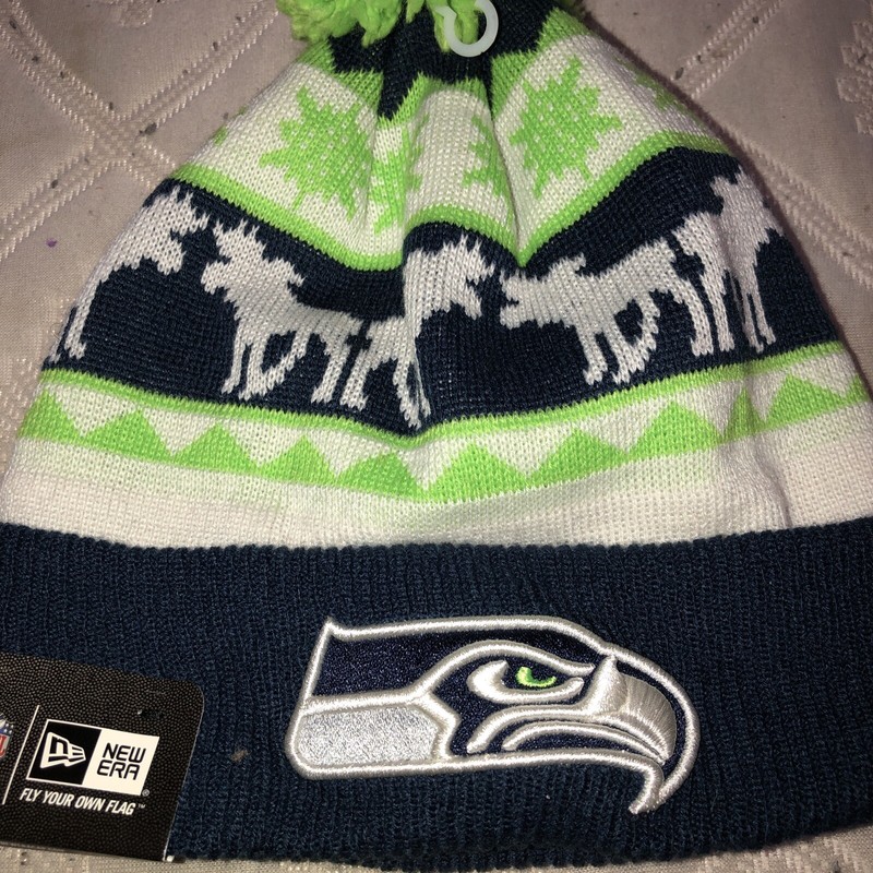Seattle Seahawks Hat Winter Beanie Cap New Era Reindeer Edition