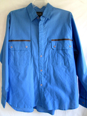 VAN CORT...RETRO 80's...BLUE...COTTON...SHIRT...NEW w TAGS..sz XL