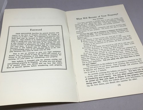 1950 Protect Va Family Farm Property Bureau Management Brochures Inheritance VPI - Picture 6 of 7