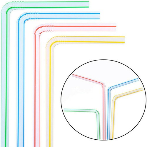 100X Straws Plastic Bendy Colourful Straws Birthday Wedding Summer Party Drink.. - Picture 5 of 12