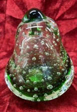 Lefton Hand Blown Art Glass Pear Shaped Paperweight Controlled Bubbles 3&rdquo;