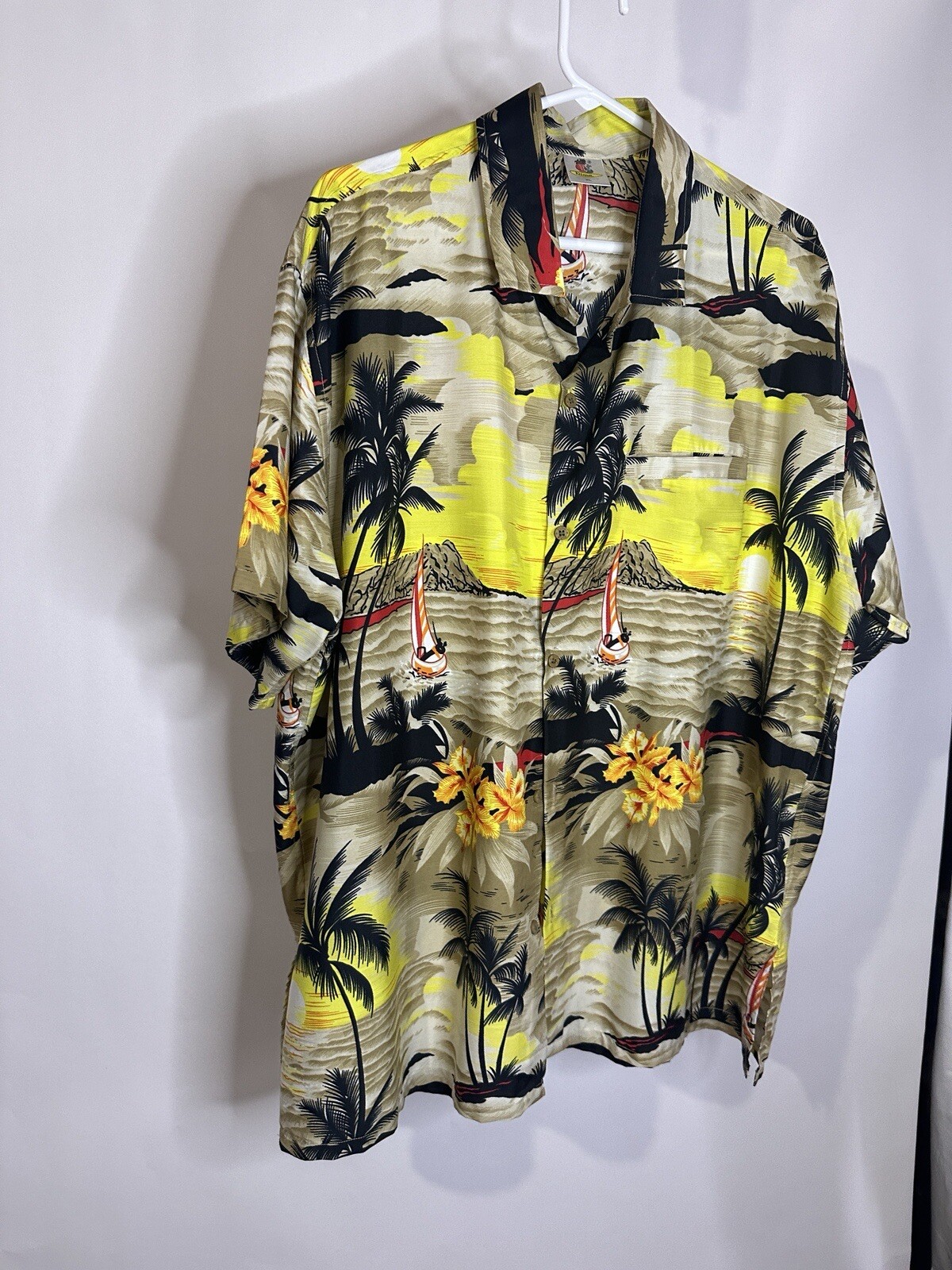 Chemise Hawaïenne Chiliwear Brodée Diable Rouge Et Jaune – Taille XL Homme