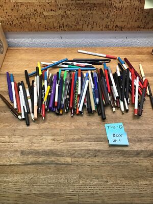 Bulk Box of Retractable Ball Point Pens Wholesale Lot Used