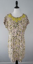 Boden Yellow Pink Floral Jewel Lined Multicolor Sleeveless Dress Size 12 R