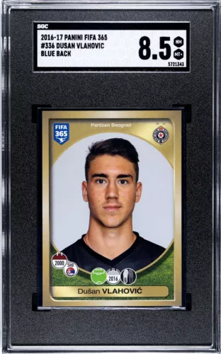 Dusan Vlahovic Rookie Panini FIFA 365 True Rookie Sticker 2016/17 RC SGC 9