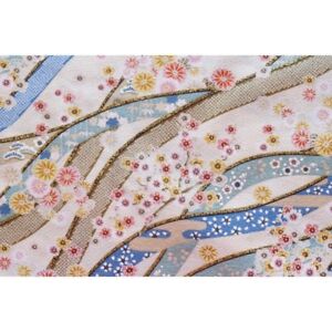 Crepe-coupon-chirimen-japanese-55x49cm-blue-golden-flower-IV-100-c-nagare