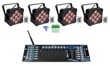  4 Rockville BEST PAR 60 Rechargeable Wash Lights w/Wireless DMX Controller