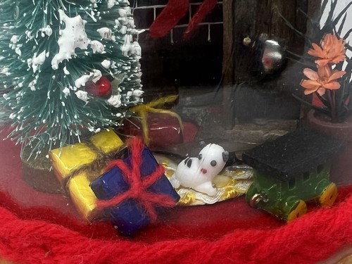 Vintage The Swiss Co Weihnachten Diorama Glas Pilz Kuppel Wohnzimmer - Bild 5 von 15