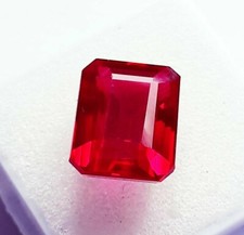 Loose Gemstone Natural Red Ruby Emerald Cut 8 Ct Certified With Free Gift
