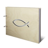 Konfirmation Taufe Kommunion GäStebuch Kondolenzbuch Holz A4 - Jesus Fisch