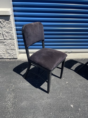 Pair Mid Century Steel Industrial Chairs Corduroy Black Metal Royal MFG Office - Picture 5 of 15