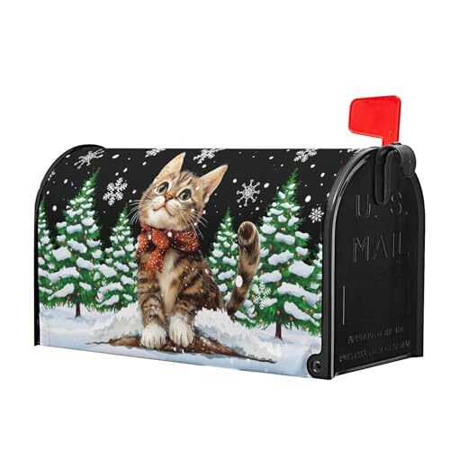 Hello Winter Katze Briefkasten Abdeckung Magnet Standard 21x18 Zoll Winter Katze Kätzchen - Bild 3 von 7