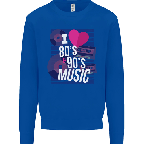 I Love 80s 90s Music Pop Rock Acid House Kids Sweatshirt Jumper - Picture 6 of 12