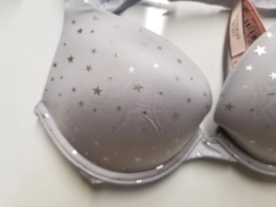 Victoria's Secret 11222136 Sexy Camiseta Suave Sujetador Push-Up Talla 32A Estrellas Plateadas 64KK Foto 2 de 4