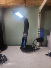 Ottlite LED Desk Lamp With Clock  Wireless Qi Charging Station Calendar/Alarm 