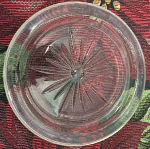 Frank M. Whiting Star Pattern  Glass Bottle Large Coaster  Dish Atomic 7" Diamtr