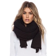 NWT Brixton Dakota Scarf Thick Extra Long Acrylic Heather Black