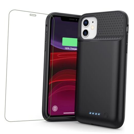 Battery Case for iPhone 11/XR (6.1inch),Upgraded 7500mAh Slim Portable Black