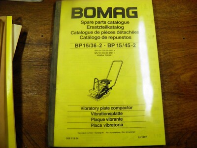 BOMAG BP 15/36-2  BP 15/45-2 VIBRATING PLATE COMPACTOR PARTS CATALOG
