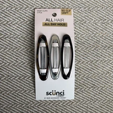 Scunci No-Slip Grip All Day Hold Hair Snap Clips, Assorted Colors, 3 Piece