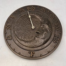 Whitehall Products Moon Thermometer USA Made Vintage 12" Wall Mount Metal Heavy