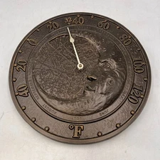 Whitehall Products Moon Thermometer USA Made Vintage 12" Wall Mount Metal Heavy