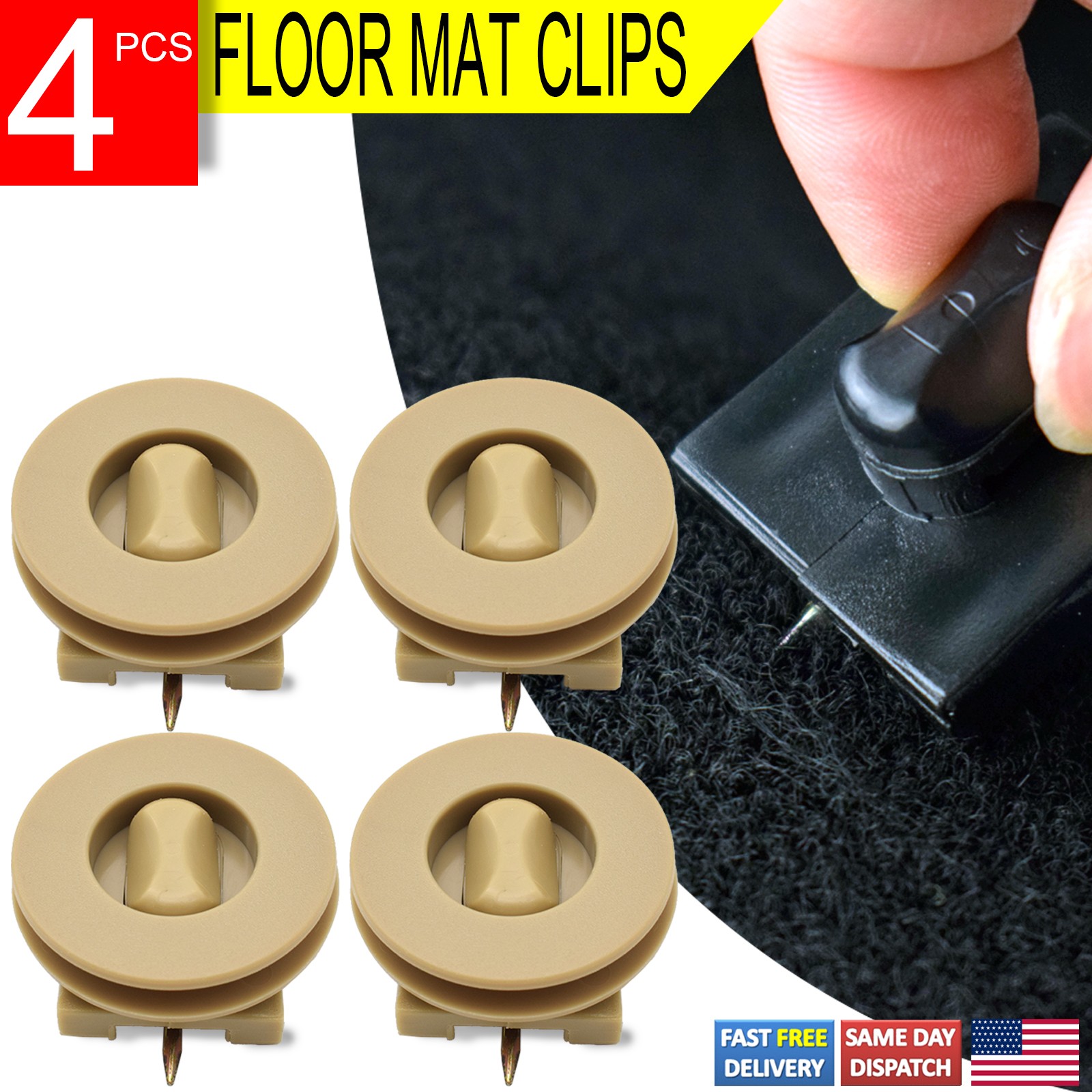 Universal Car Floor Mat Clip Beige Carpet Fixing Grips Clamps Fastener Holders &