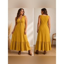 Calvin Klein Size 6 Mustard Yellow Maxi Dress