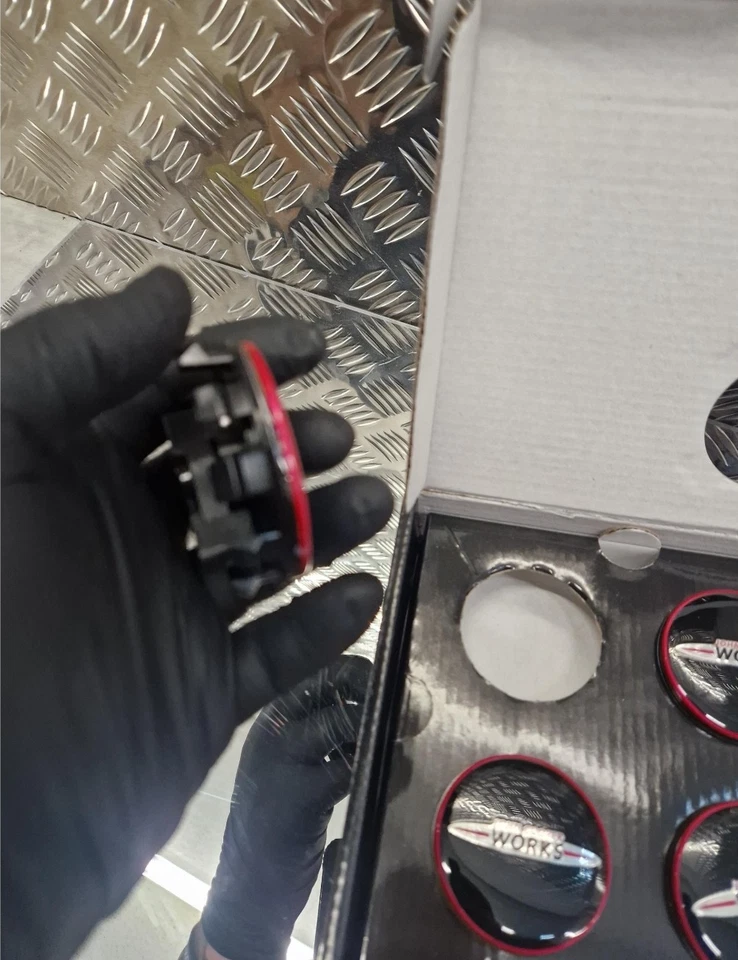 56mm John Cooper Works Style Wheel Float Center Caps Set X4 | Red & Black Finish - Image 3 of 4