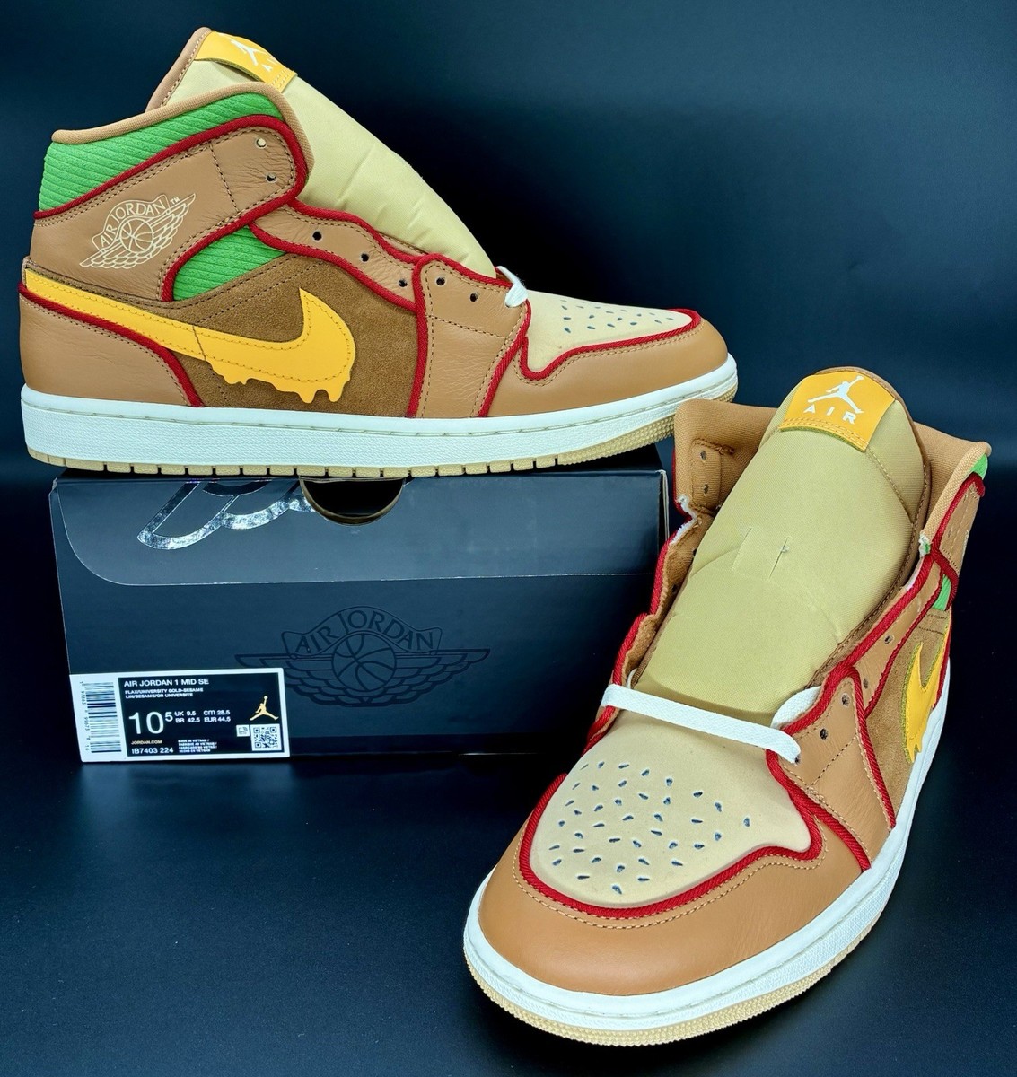 Size 10.5 - Air Jordan 1 SE Mid Cheeseburger for sale online | eBay