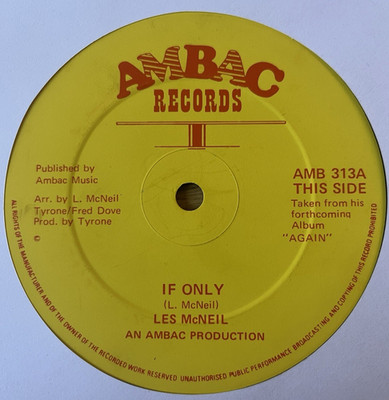 Les Mcneil   If Only/You Can Make It Possible  12'' Vinyl Reggae Lovers Rock VG+