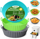 Komzon 3 Pack Air Fryer Silicone Liners, 8Inch Airfryer Liners, Airfryer Basket