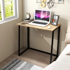 Folding Computer Desk Study Writing Table for Small Spaces No Assembly Oak