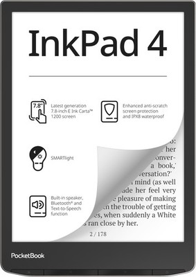 PocketBook InkPad 4 Silver 32 GB eBook-Reader 7,8'' DACH-Version eINK Touch Wi-Fi