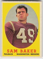 1958 Topps #34 Sam Baker FOOTBALL Washington Redskins