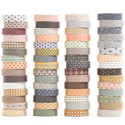 Basic Patterns Washi Tape Set 60 Rolls Geometric Elegance Decorative Skinny M...