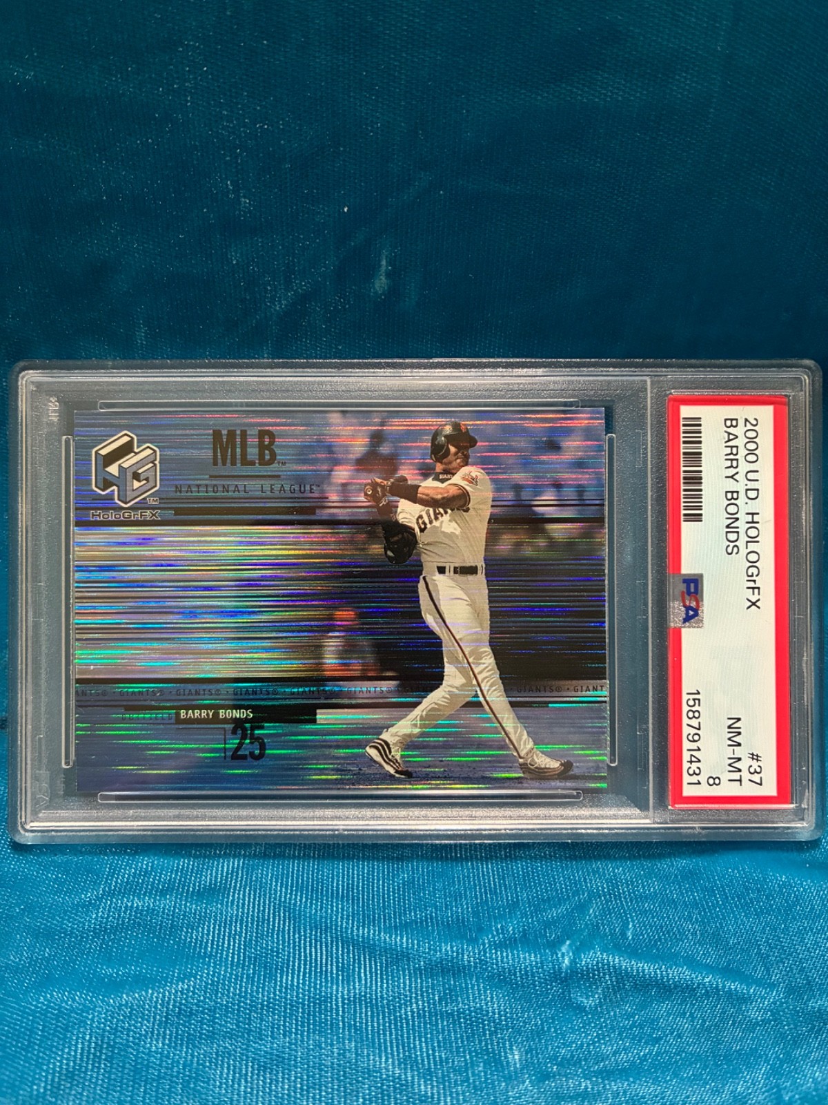 PSA 8 Pop 2 2000 Upper Deck HoloGrFX #37 Barry Bonds Holo Blue San Fran Giants