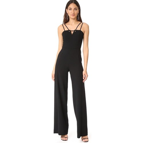 Black Halo Delia Wide Leg Jumpsuit Womens Black Size 6