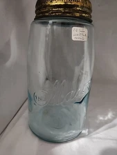 The Mason Whittle Mold  Pale Aqua Quart Canning Jar With Glass Lid