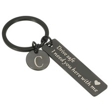 Drive Safe Keychain, 1 Set Letter C Keychain I Need You Here with Me, Black