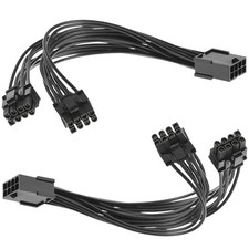 2Pcs Pcie Gpu Power Extension Cable Splitter Adapter Sleeved 8 Pin to 6 pin D...